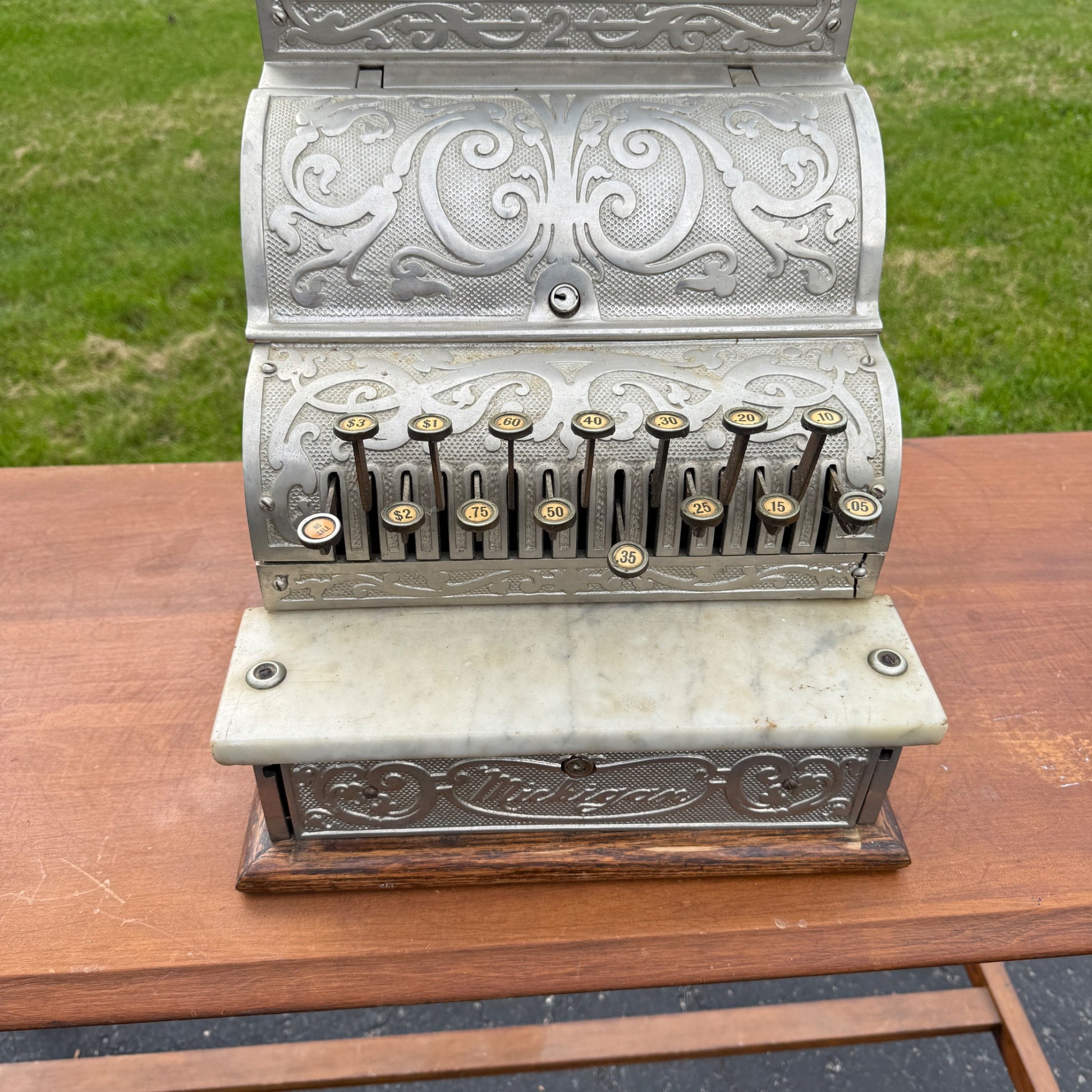 Antique Michigan Brand Nickel-Plated Brass Cash Register Candy Store