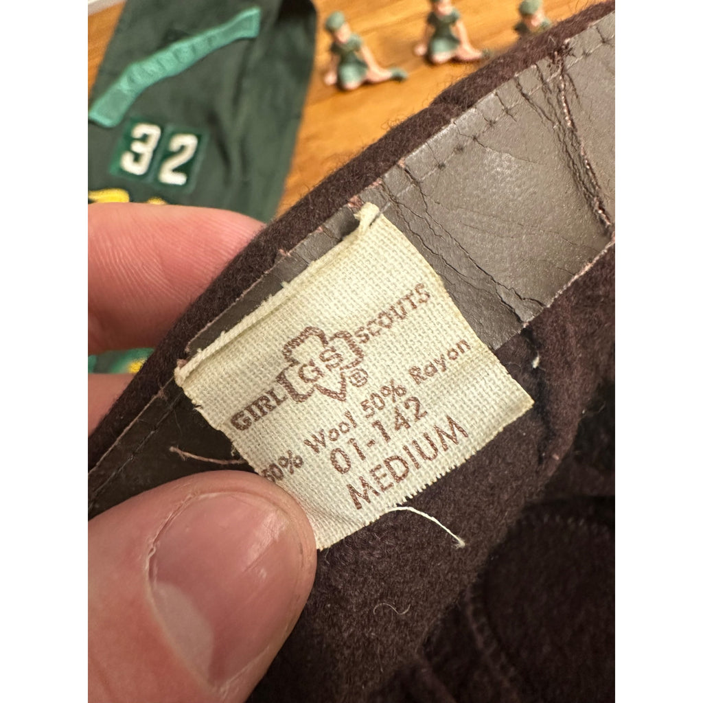 Vintage Girl Scouts Lot Sash & Patches, Felt Cap, Cake Toppers - Kenosha WI