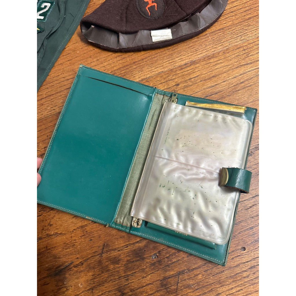 Vintage Girl Scouts Lot Sash & Patches, Felt Cap, Cake Toppers - Kenosha WI