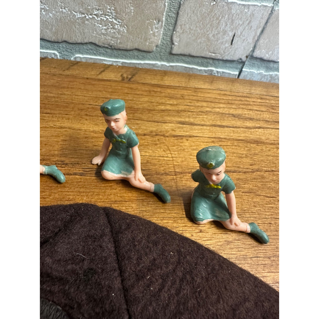 Vintage Girl Scouts Lot Sash & Patches, Felt Cap, Cake Toppers - Kenosha WI