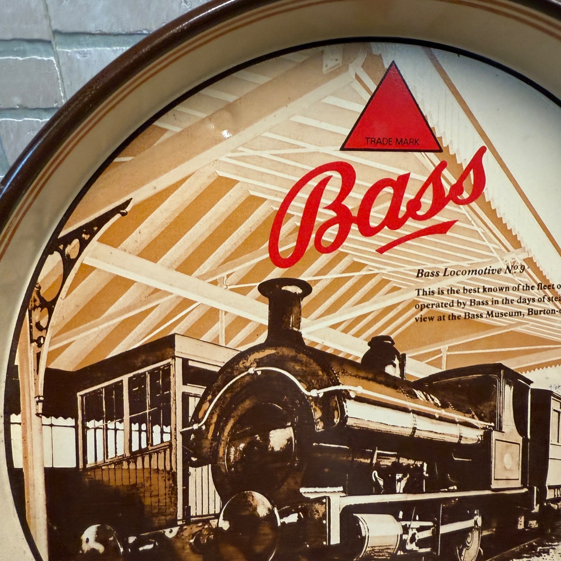 Rare vintage Bass Beer Tray Bass Locomotive No. 9 Advertising 12" Serving Tray