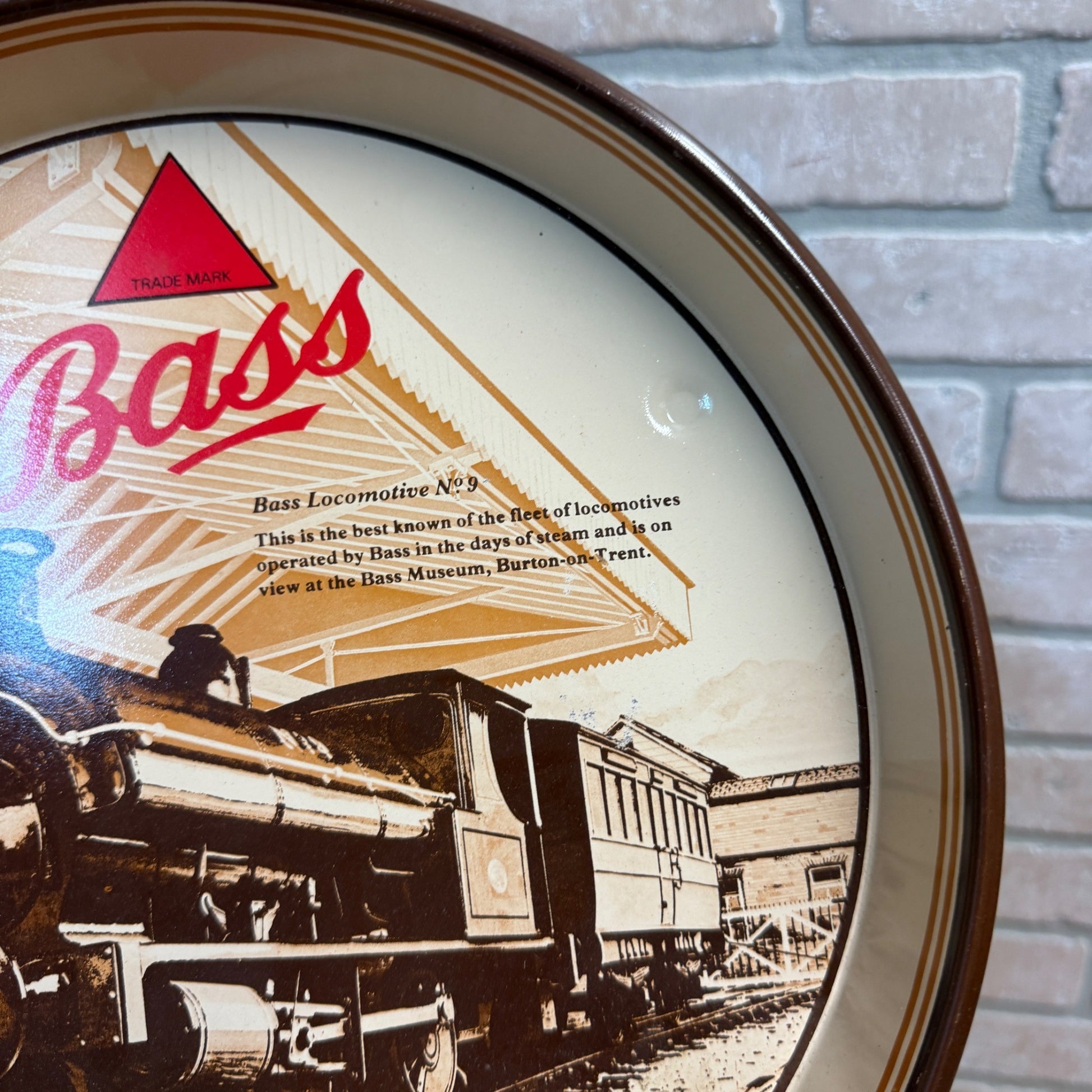 Rare vintage Bass Beer Tray Bass Locomotive No. 9 Advertising 12" Serving Tray