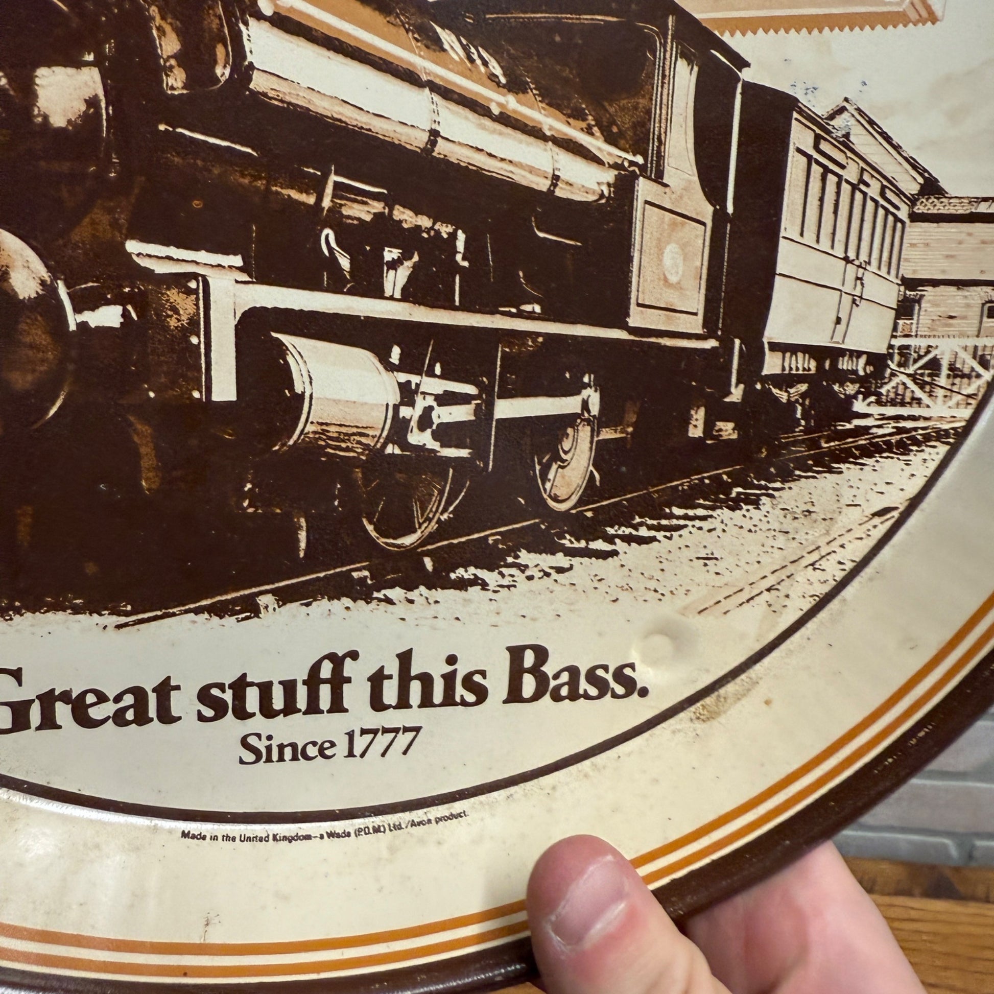 Rare vintage Bass Beer Tray Bass Locomotive No. 9 Advertising 12" Serving Tray