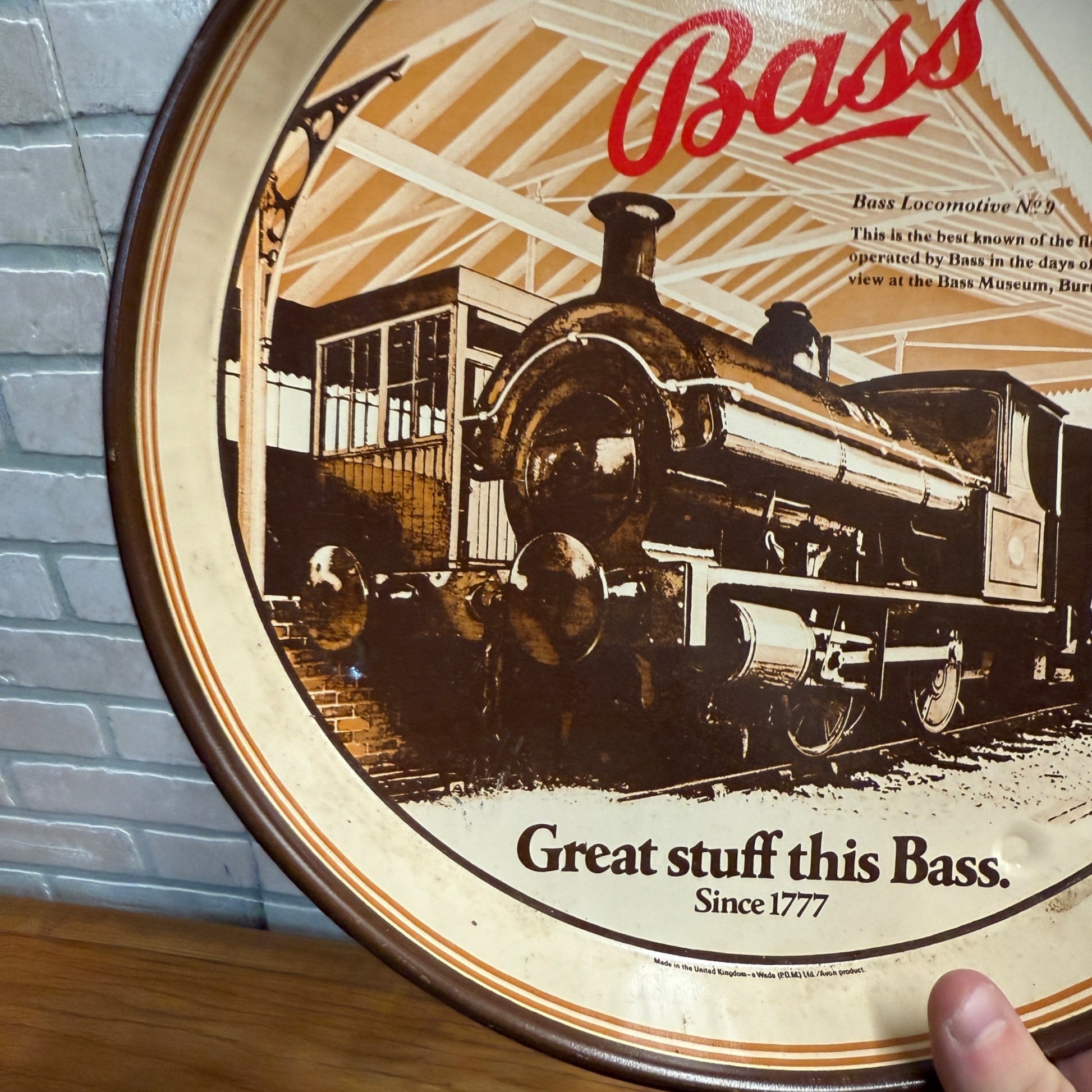 Rare vintage Bass Beer Tray Bass Locomotive No. 9 Advertising 12" Serving Tray
