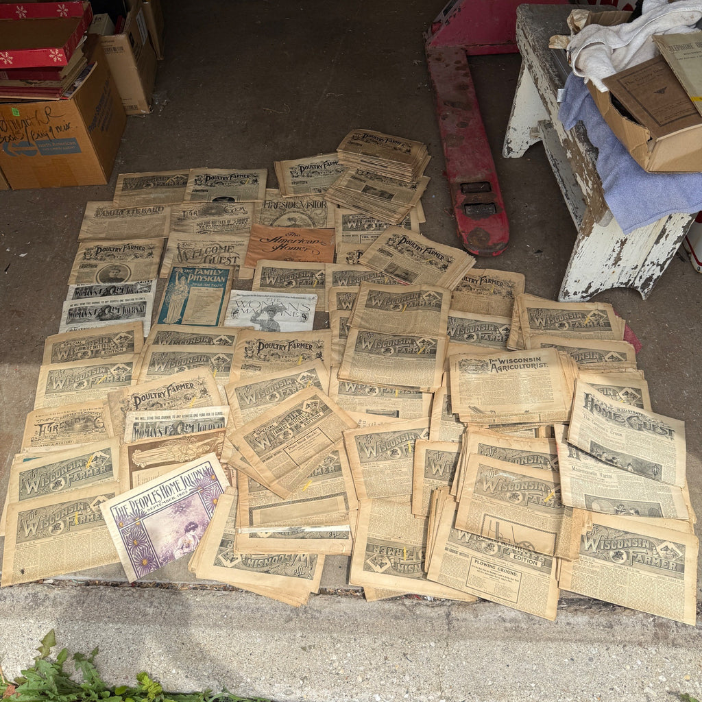 HUGE lot Early 1900s Wisconsin Farmer Poultry Newspapers Books