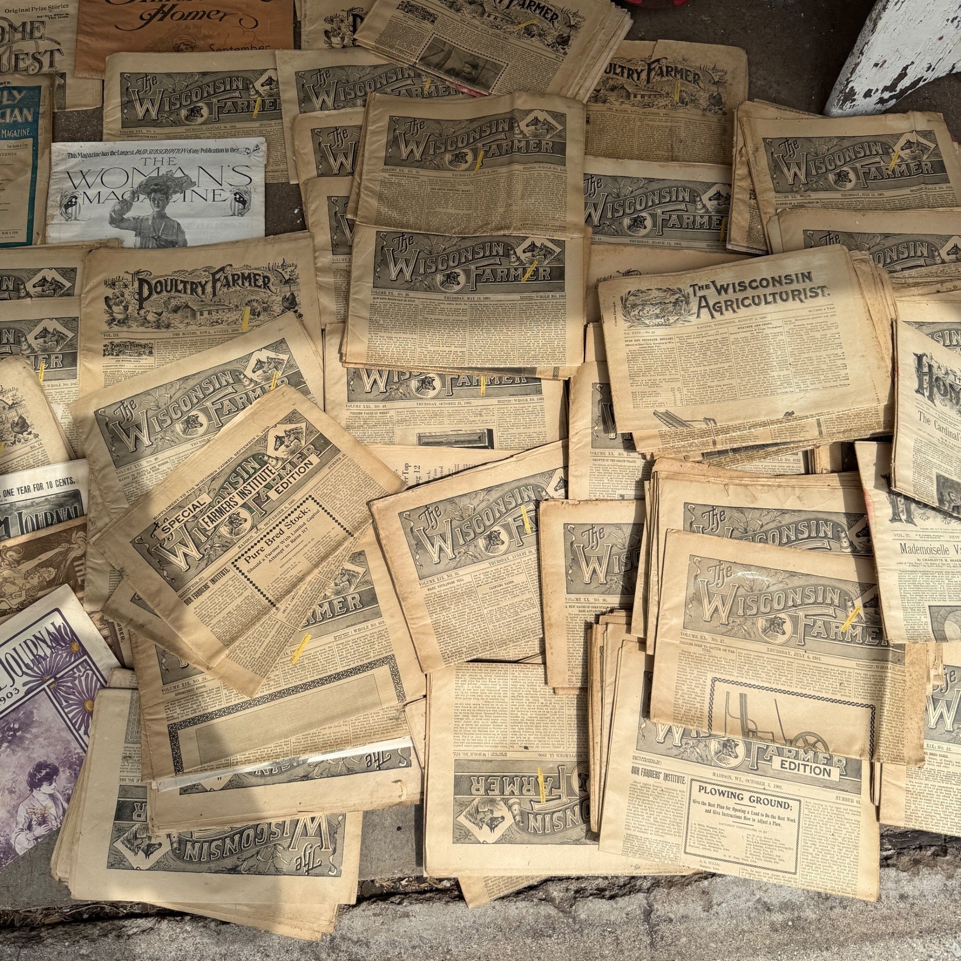 HUGE lot Early 1900s Wisconsin Farmer Poultry Newspapers Books