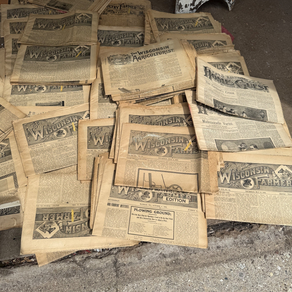 HUGE lot Early 1900s Wisconsin Farmer Poultry Newspapers Books