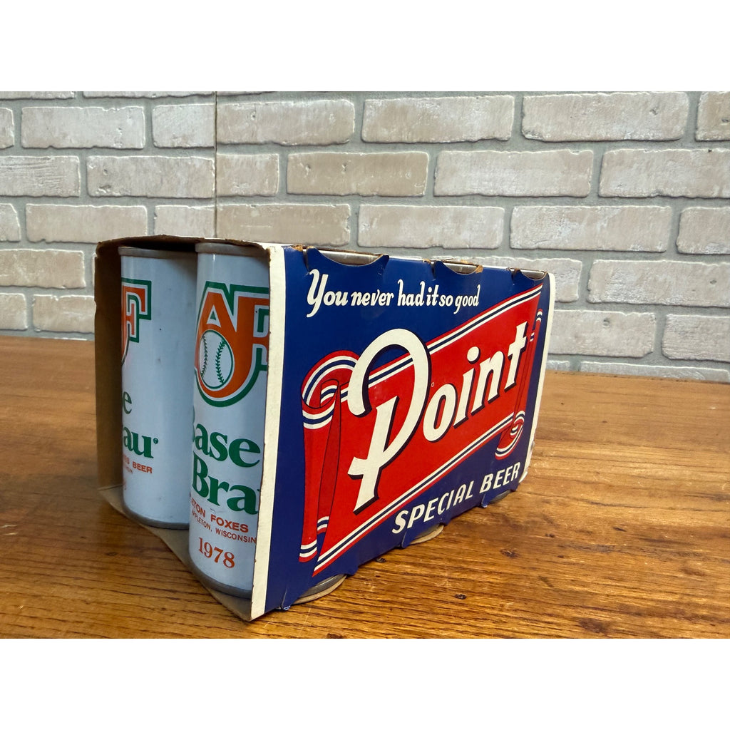 Vintage Point Beer 6-Pack Case Carrier w/ AF Basebrau Flat Cans Stevens Point WI
