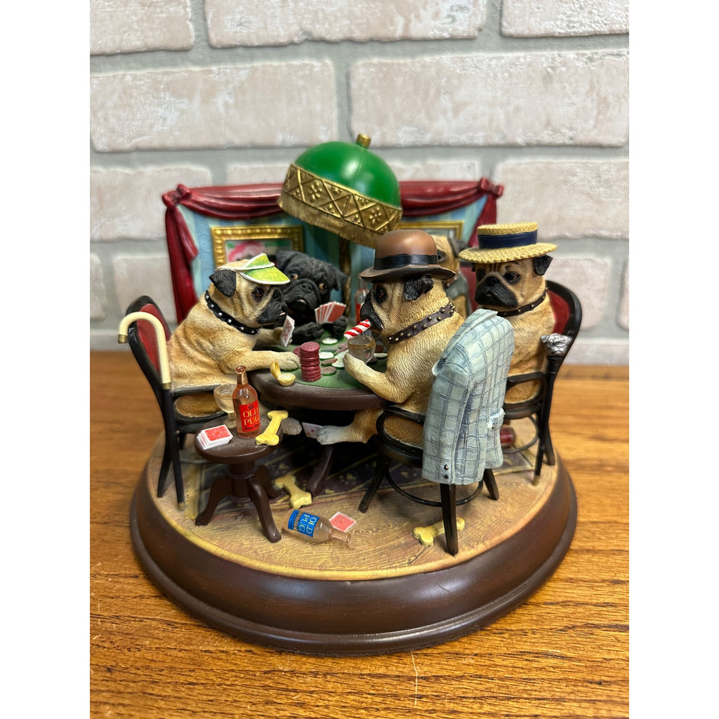 Danbury Mint The Poker Playing Pugs 2006 Lighted Figurine Display