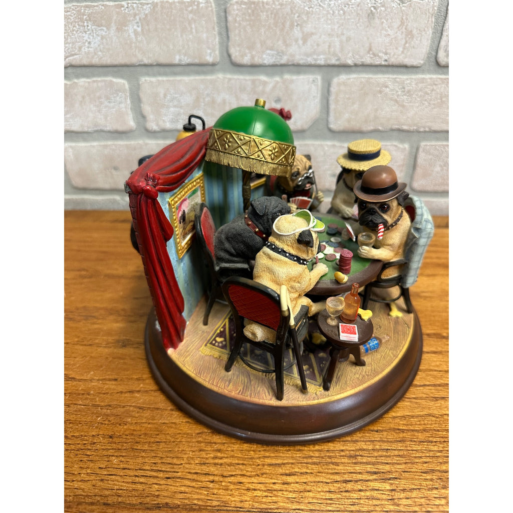 Danbury Mint The Poker Playing Pugs 2006 Lighted Figurine Display