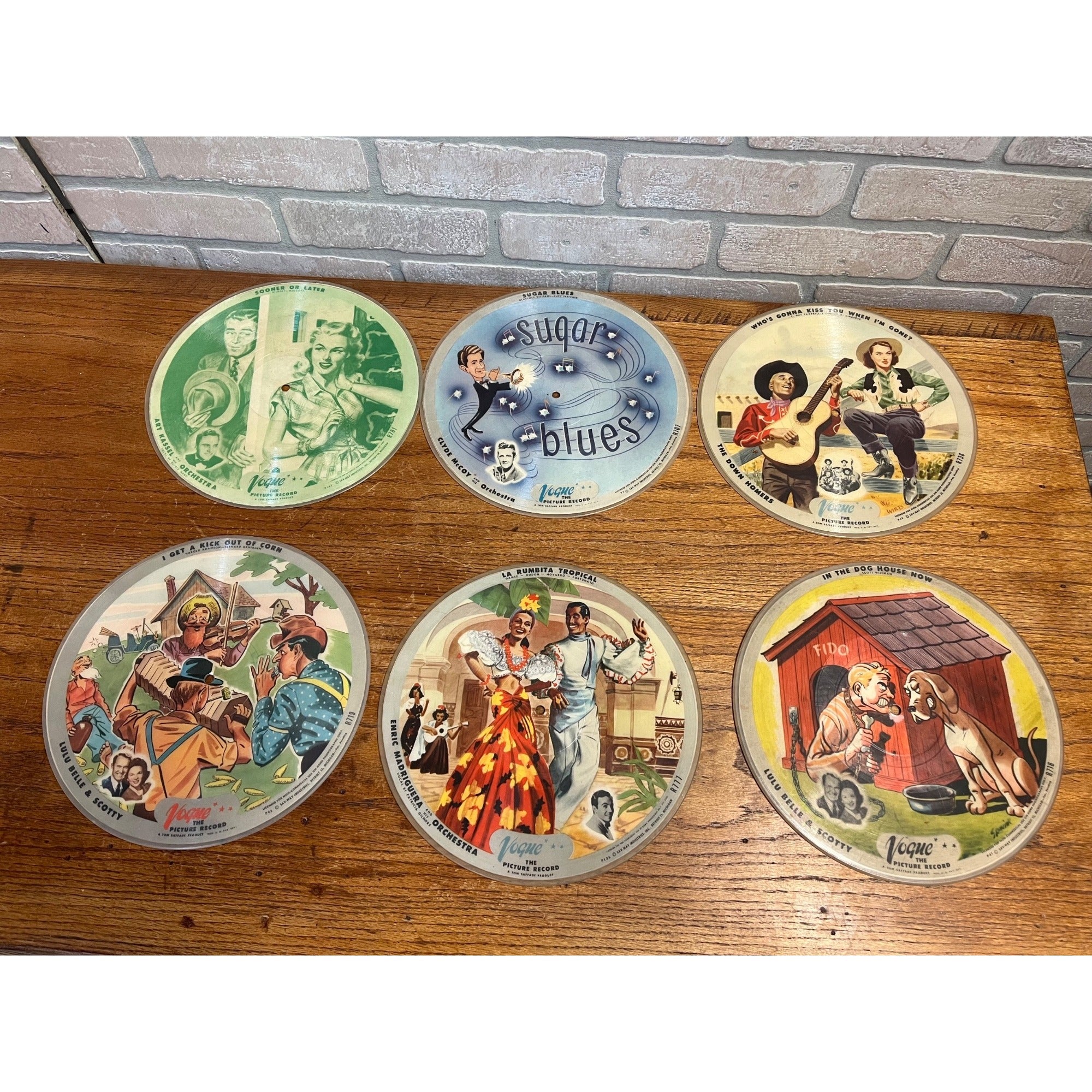 Vintage Vogue Picture Records Lot (6) 78rpm
