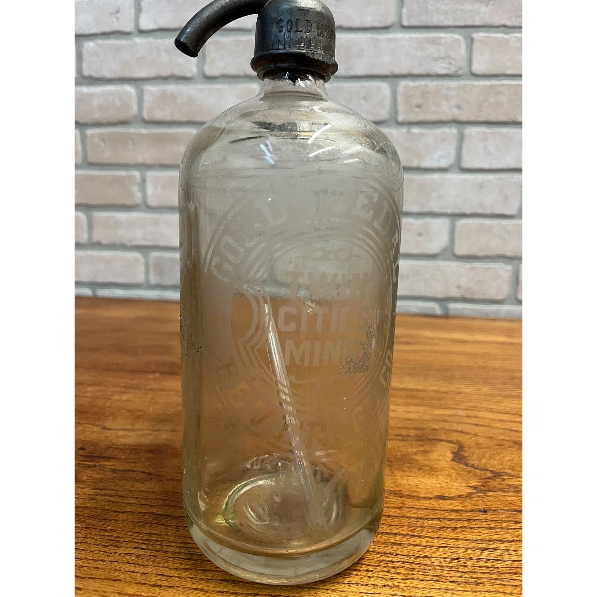 Vintage Gold Medal Beverage Co. Soda Seltzer Bottle Etched Twin Cities MN