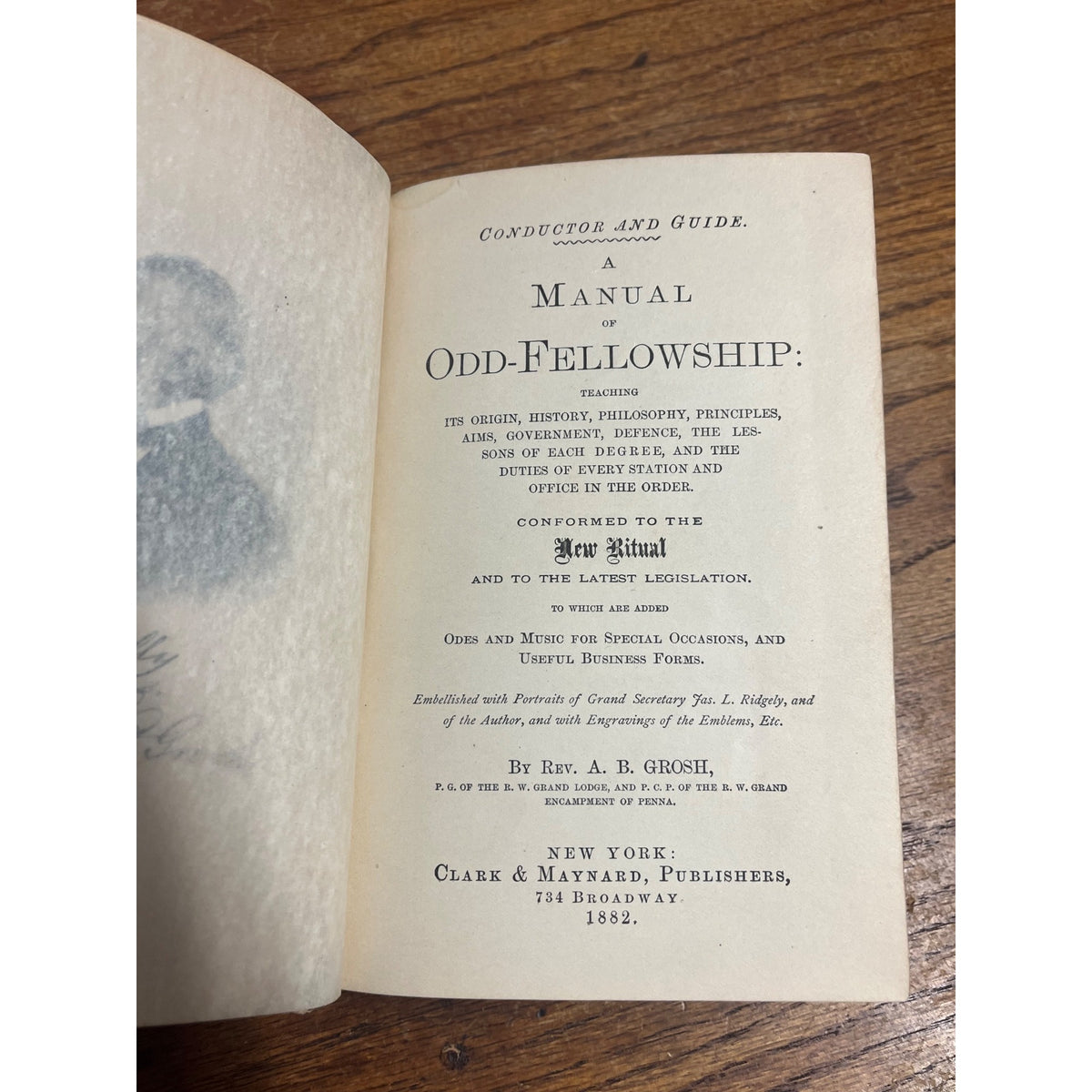 ODD FELLOW’s New Manual 1882- Order of Odd Fellows IOOF Book