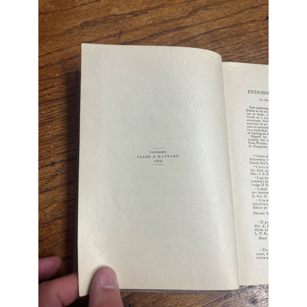 ODD FELLOW’s New Manual 1882- Order of Odd Fellows IOOF Book