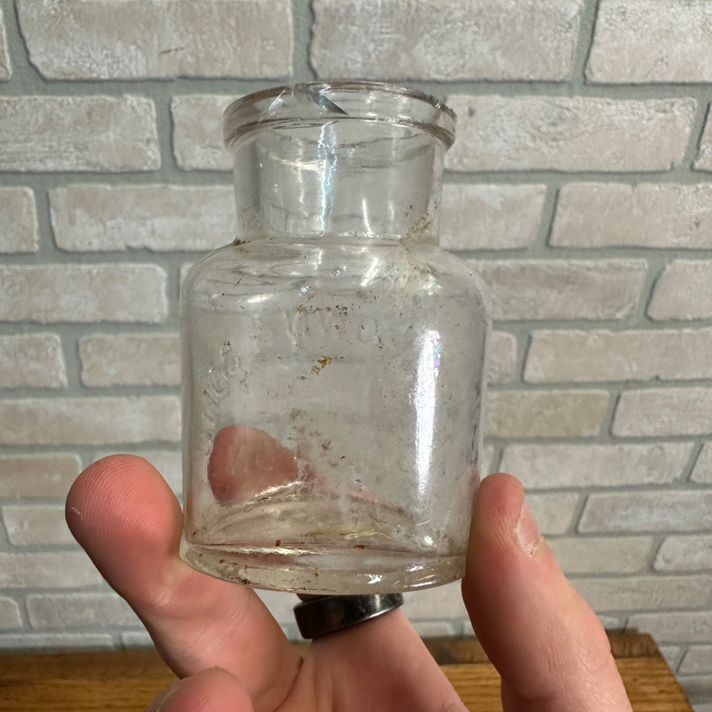 Antique J. I. Brown & Sons Bottle Boston Blown Clear Glass Tooth Powder 1890s