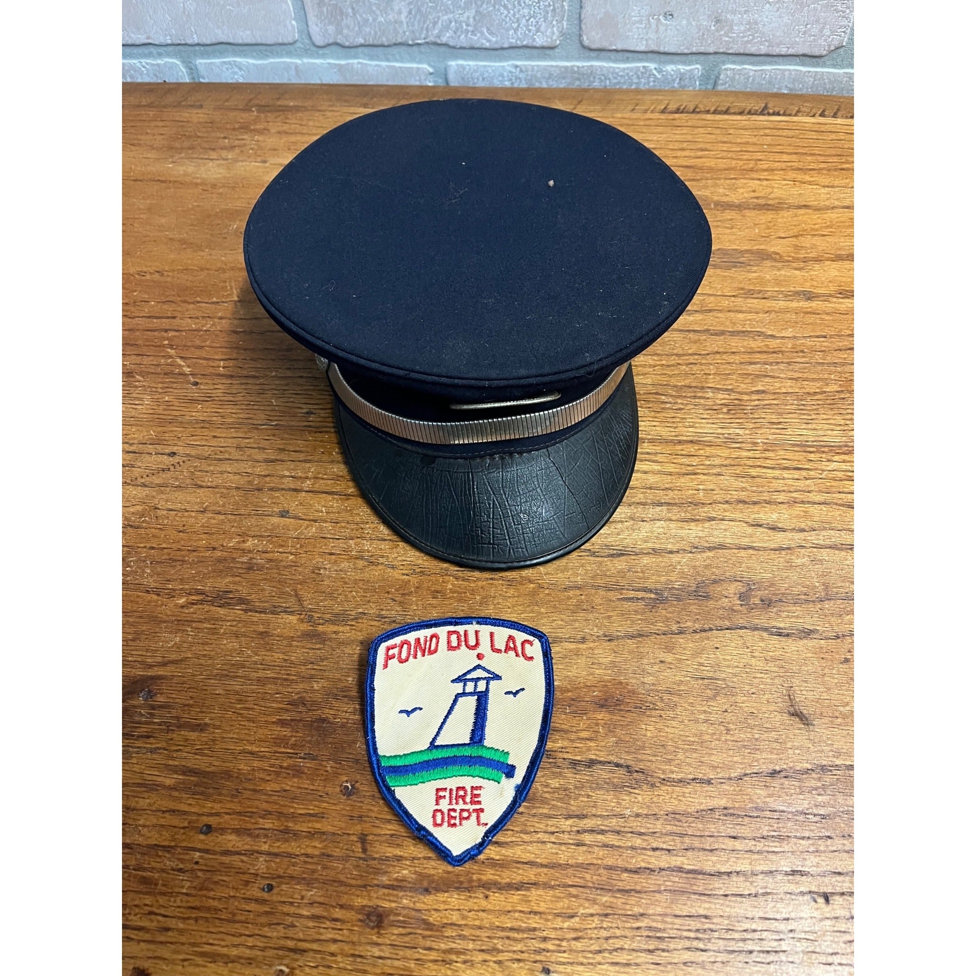 Vintage 1960s Fond du Lac Fire Department Dress Uniform Cap w/ Badge & Patch