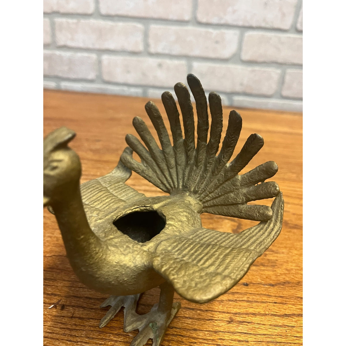 Vintage Gold Color Pheasant Bird Candle Holder Dish Statue