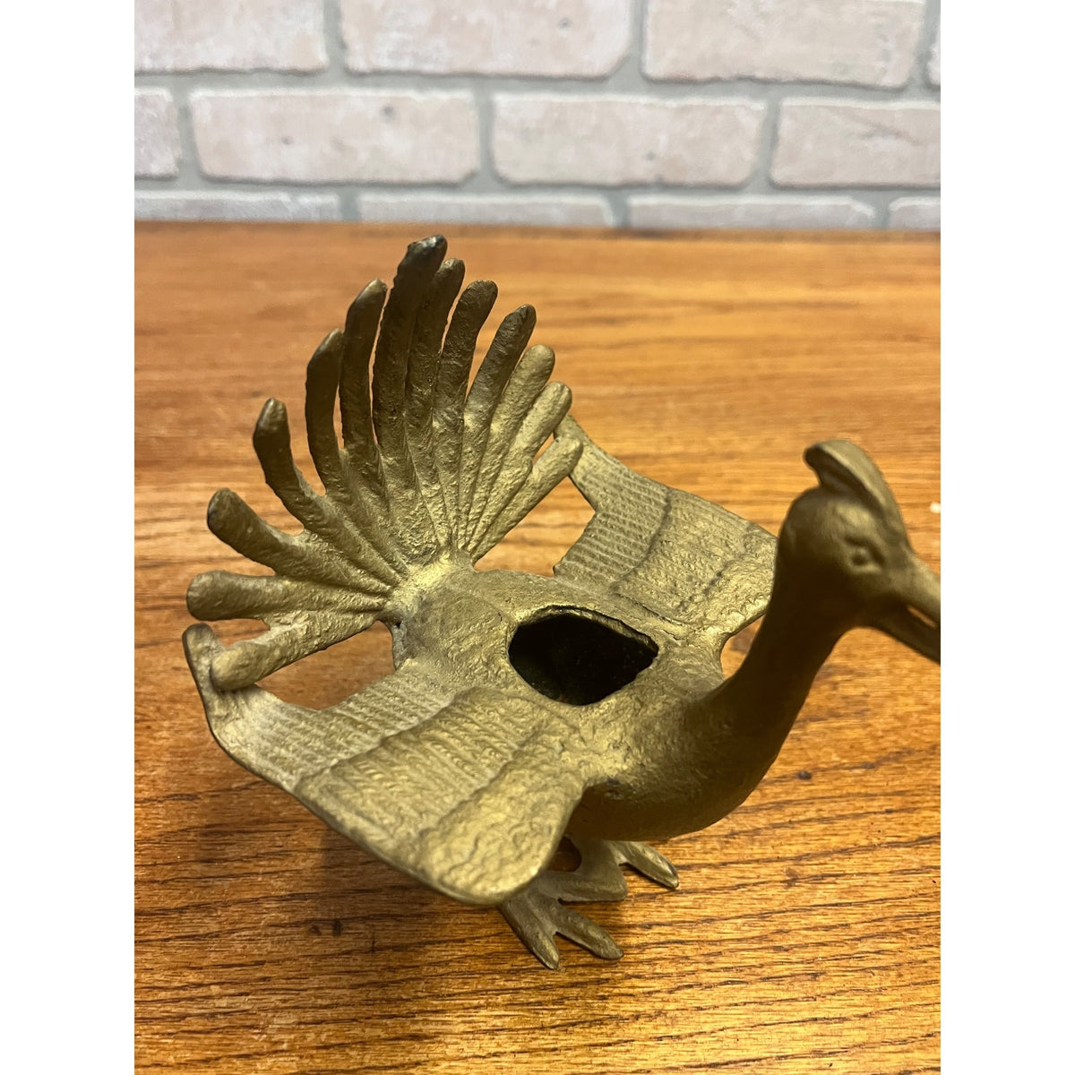Vintage Gold Color Pheasant Bird Candle Holder Dish Statue
