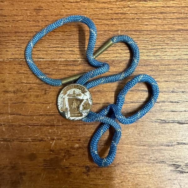 Vintage Minnesota Boy Scout State Metal Bolo Slide & String Paul Bunyan