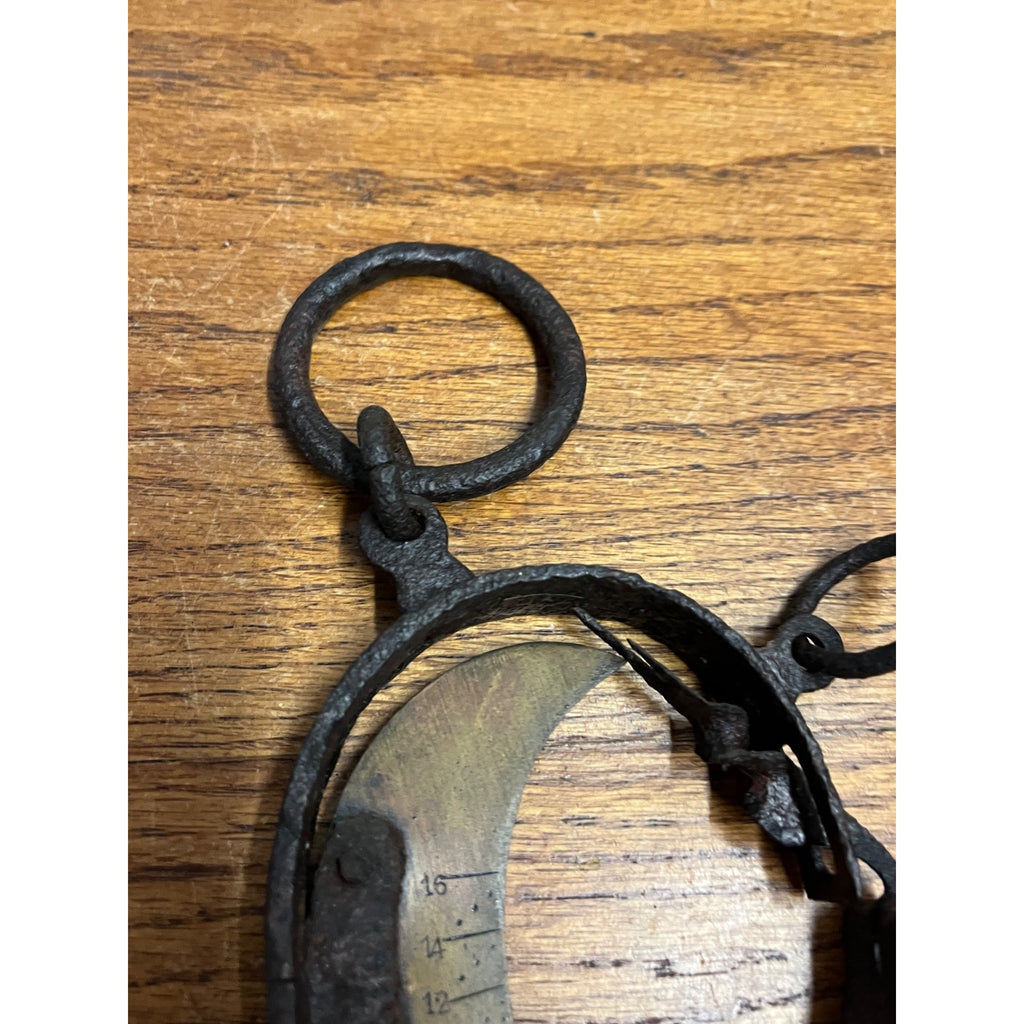 Antique Vintage Iron & Brass Buffalo Hide Fur Trappers Scale Half Moon