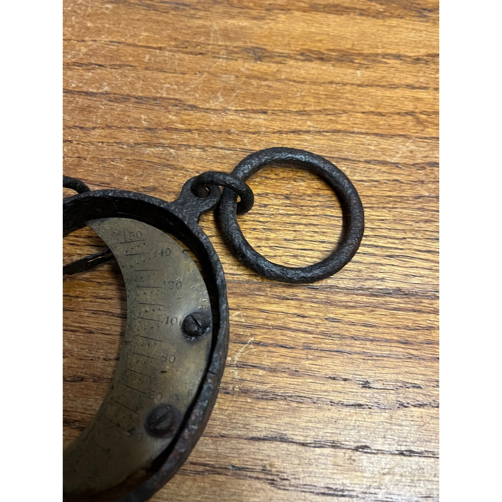 Antique Vintage Iron & Brass Buffalo Hide Fur Trappers Scale Half Moon