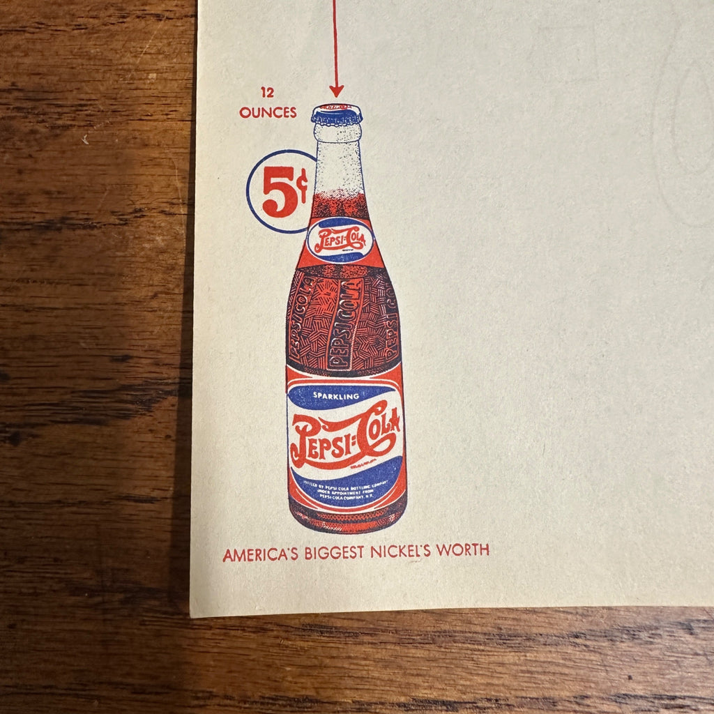 Vintage 1940s Pepsi Cola Soda Advertising Stationary Letterhead Flat River Missouri