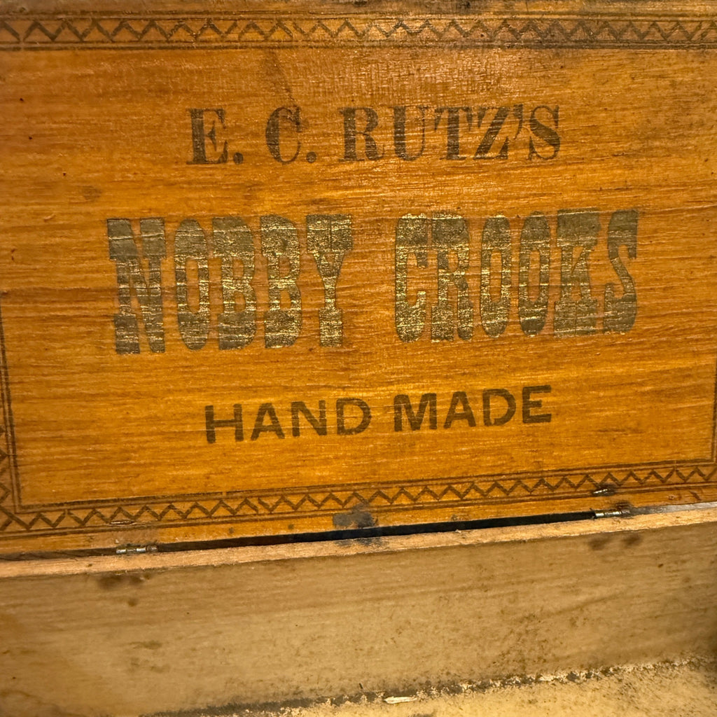 RARE Vintage Early 1900s E.C. Rutz Nobby Crooks Wooden Cigar Box Ripon Wisconsin