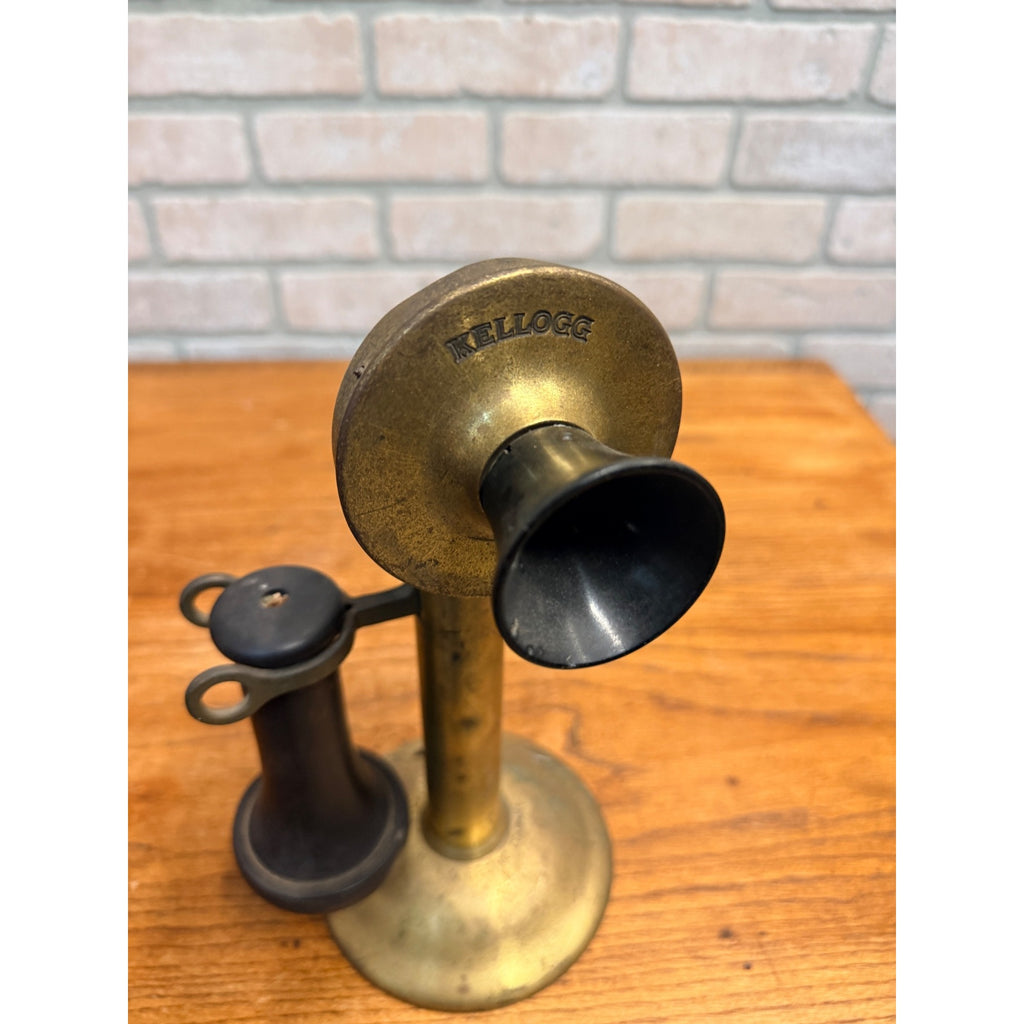 Antique Western Electric Brass Candlestick Phone Kellogg Bakelight Ear Piece