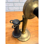 Antique Western Electric Brass Candlestick Phone Kellogg Bakelight Ear Piece