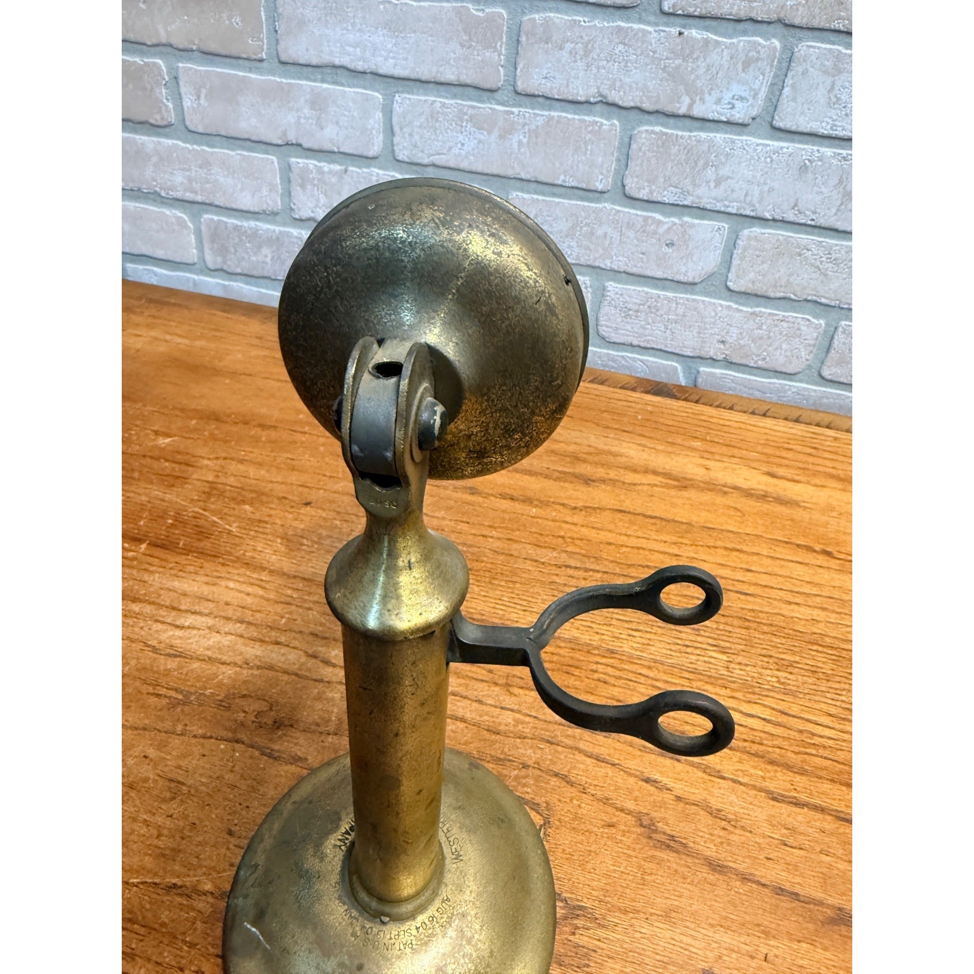 Antique Western Electric Brass Candlestick Phone Kellogg Bakelight Ear Piece