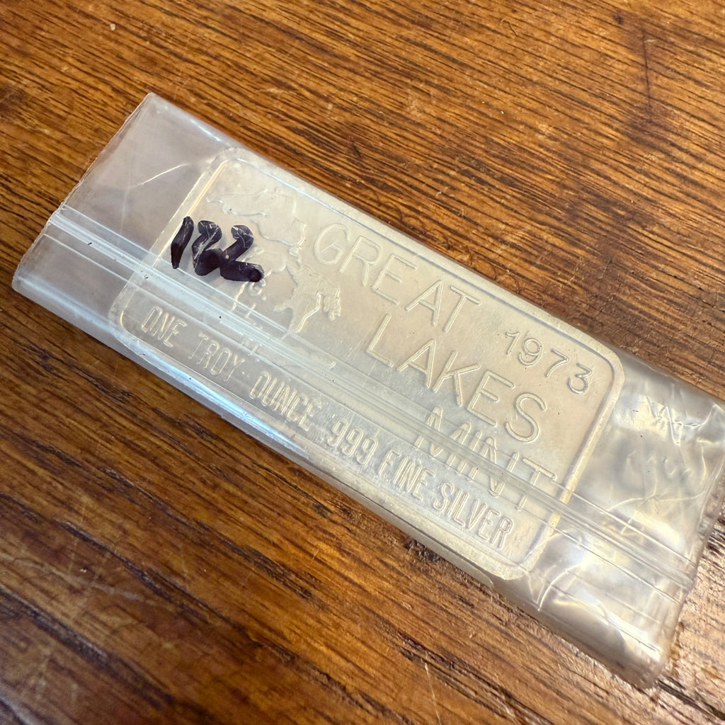 1973 Great Lakes Mint 1 oz .999 Silver Art Bar Israel 25th Anniversary