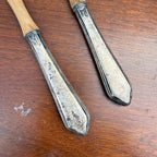 Vintage FRANCE Wood w/ Sterling Handles Salad Serving Fork & Spoon Set
