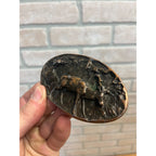 Vintage AJ Dezy Mountain Deer or Elk Solid Brass Belt Buckle