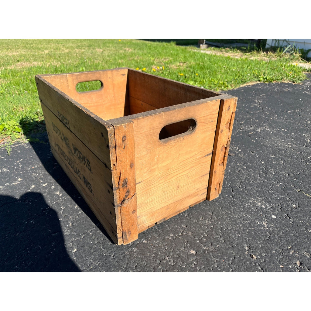 Vintage Engel Bottling Works Fond du Lac WI Wooden Soda Bottle Crate Advertising
