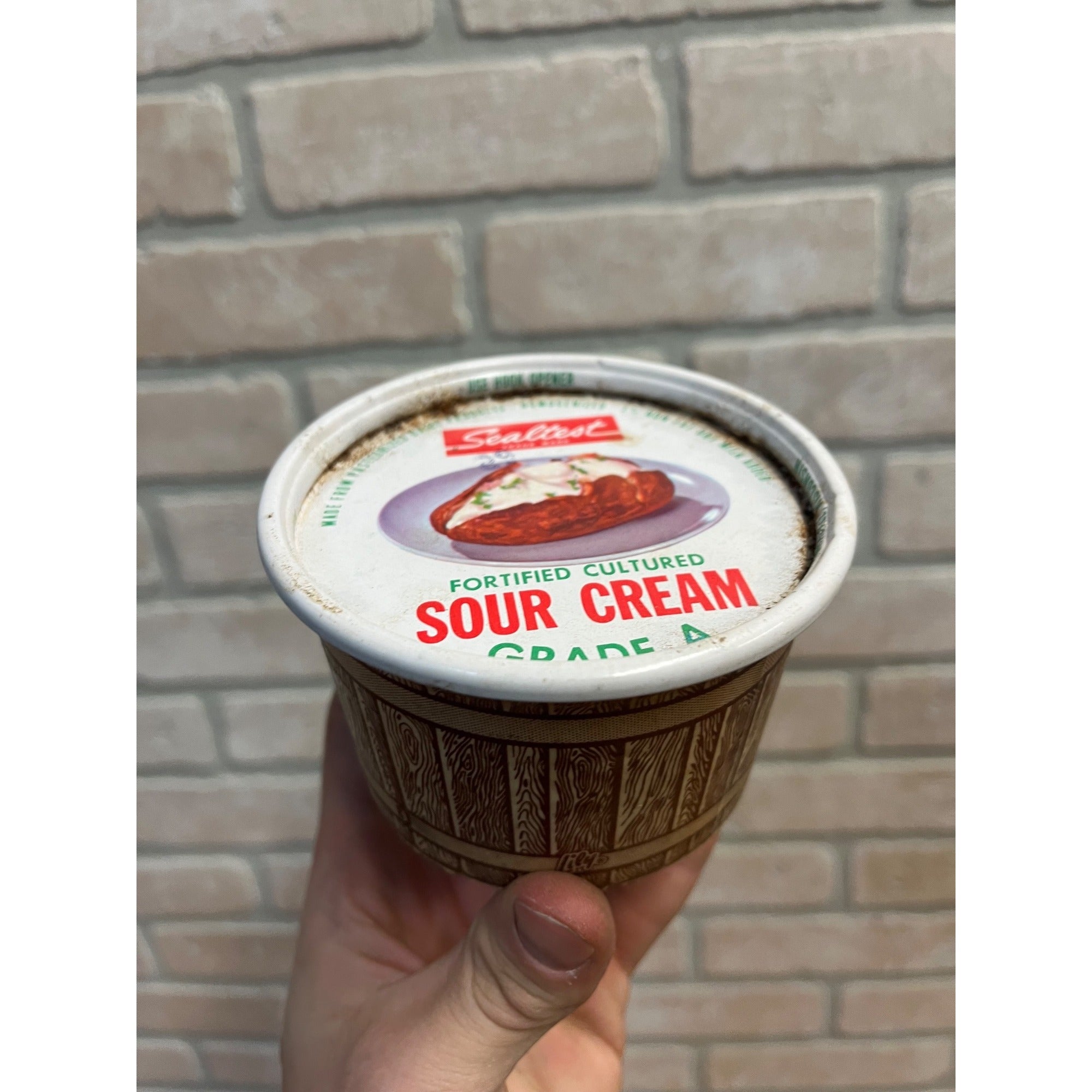 Vintage Sealtest Dairy Sour Cream Wax Container Kitchen Decor