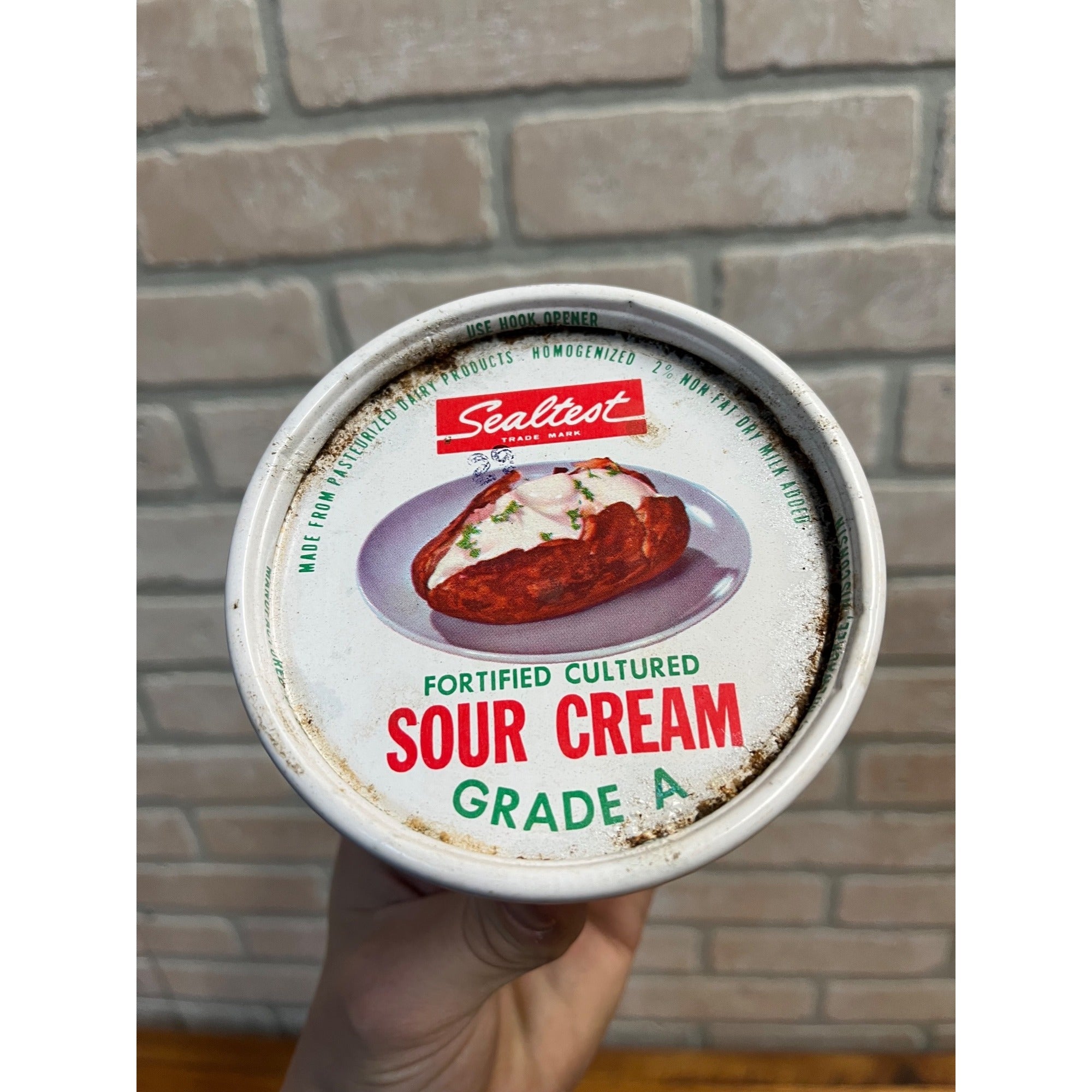 Vintage Sealtest Dairy Sour Cream Wax Container Kitchen Decor