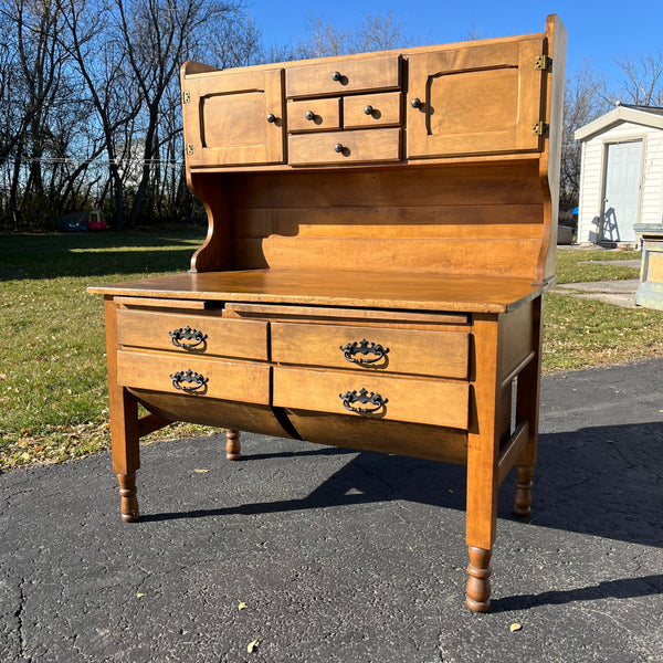 Antique Opossum-Belly Kitchen Baker's Cabinet Table Hutch Cupboard