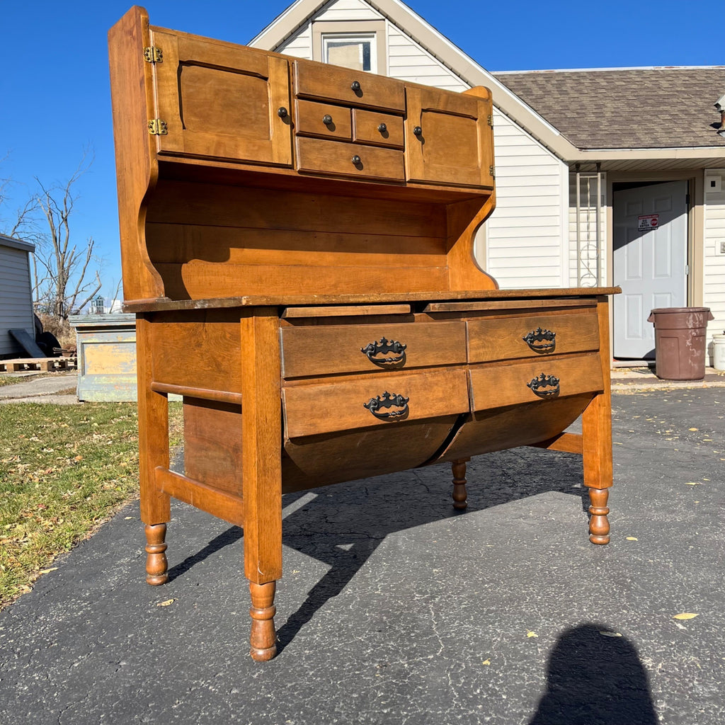 Antique Opossum-Belly Kitchen Baker's Cabinet Table Hutch Cupboard