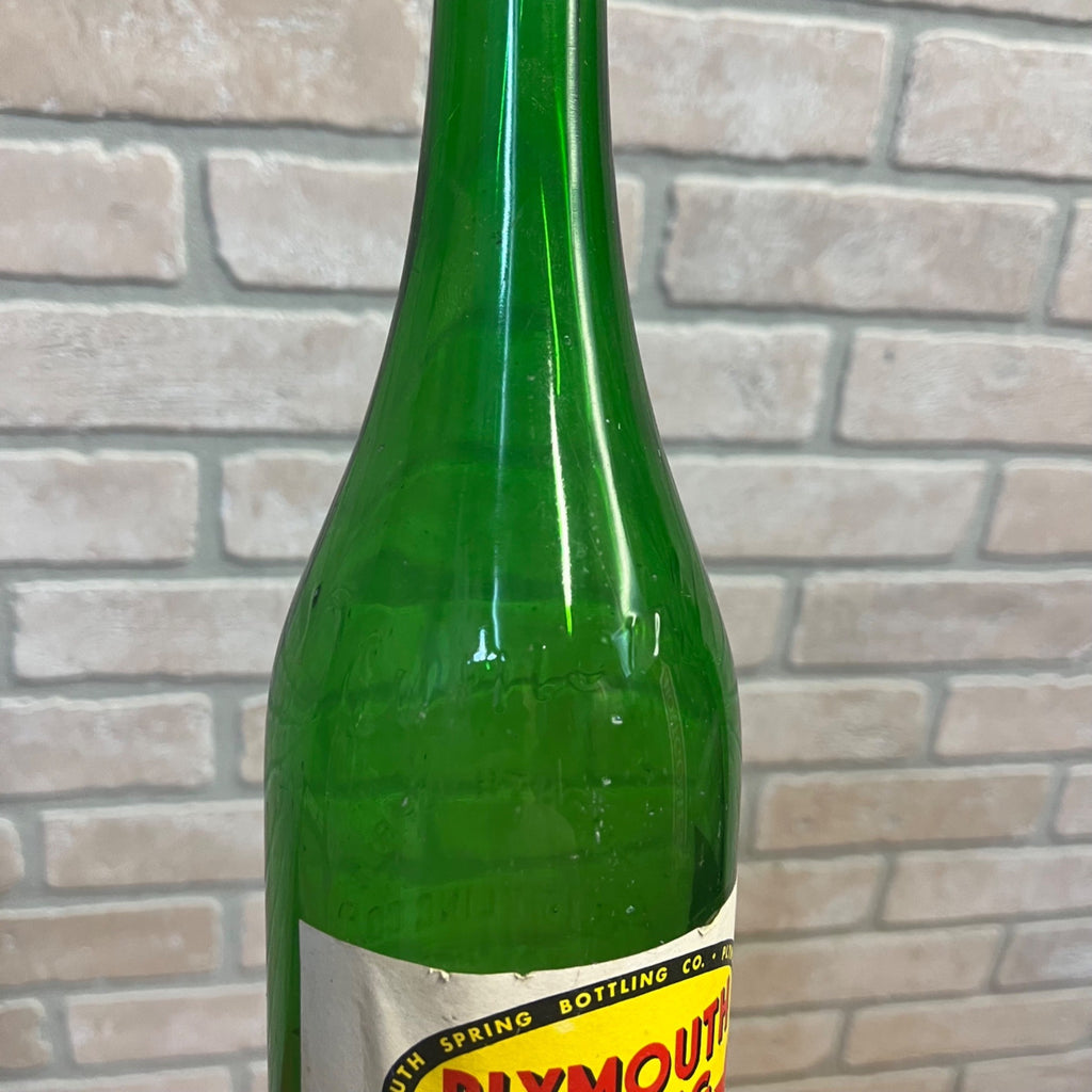Vintage Plymouth WIS WI Green Sour Bottle Plymouth Spring Bottling Co Quart