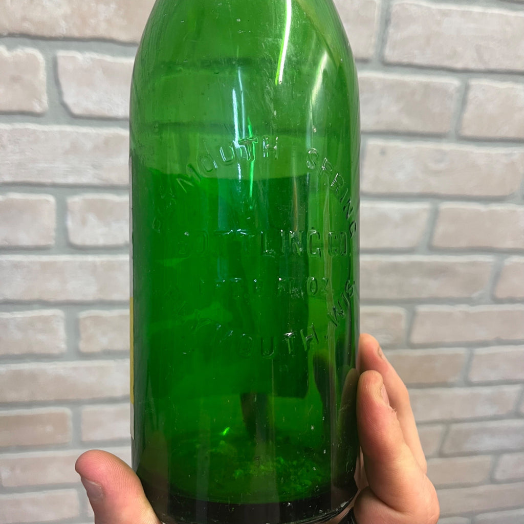 Vintage Plymouth WIS WI Green Sour Bottle Plymouth Spring Bottling Co Quart