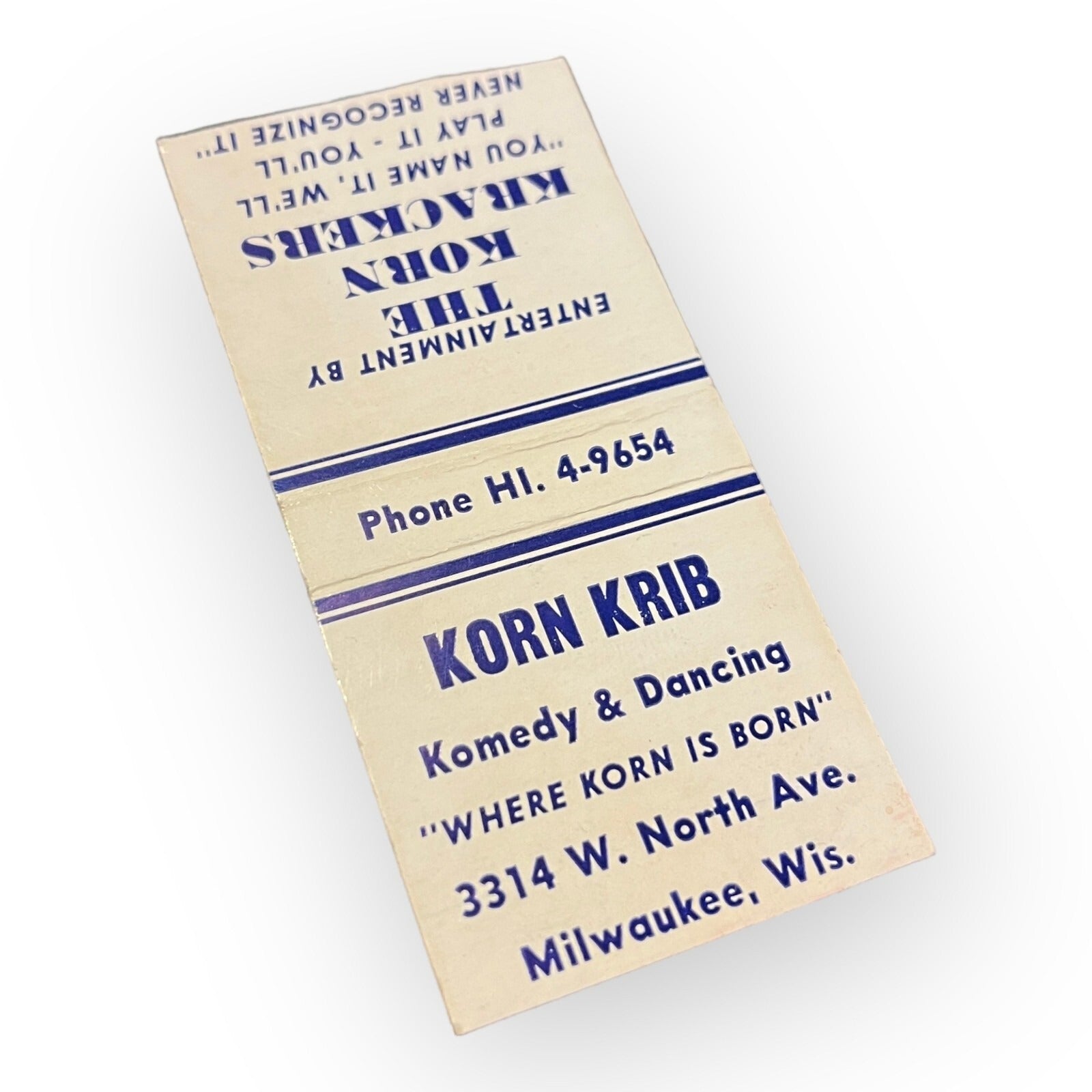 Vintage Korn Krib Korn Krackers Milwaukee Wis Advertising Matchbook