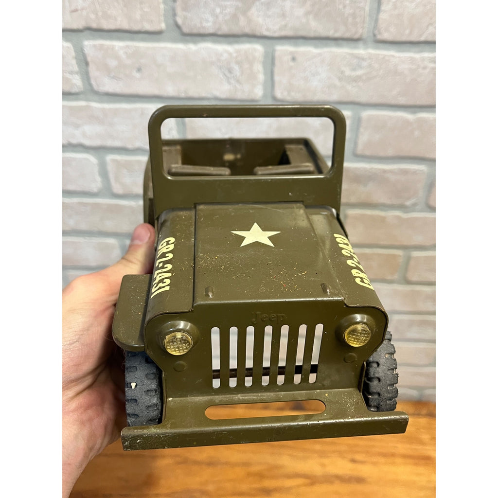 Vintage Tonka Army Green Willys Jeep Pressed Steel Toy GR 2-2431
