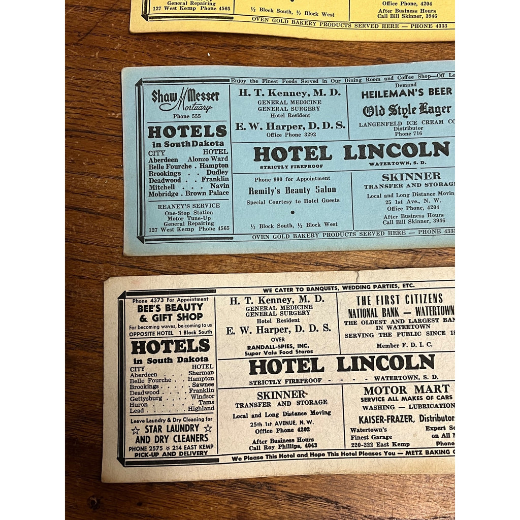 Vintage 1930s Hotel Lincoln Advertising Ink Blotter South Dakota Heilemans Beer