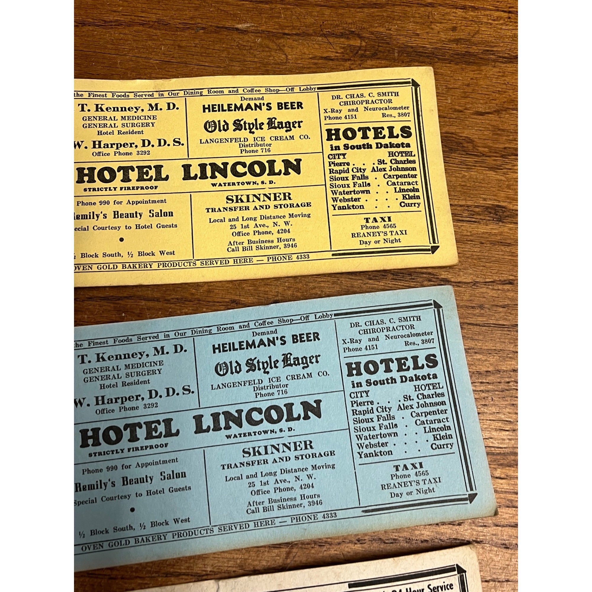 Vintage 1930s Hotel Lincoln Advertising Ink Blotter South Dakota Heilemans Beer