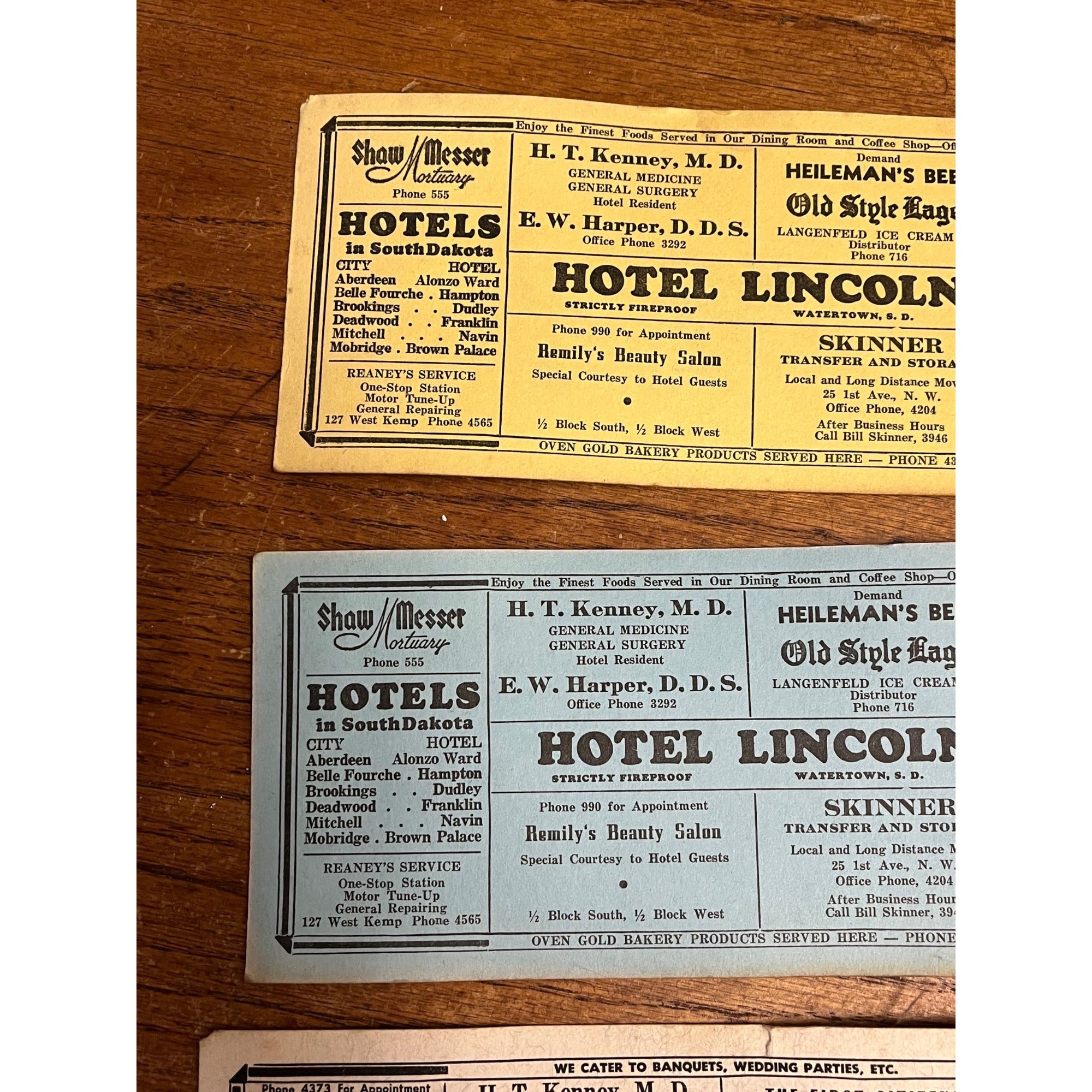 Vintage 1930s Hotel Lincoln Advertising Ink Blotter South Dakota Heilemans Beer