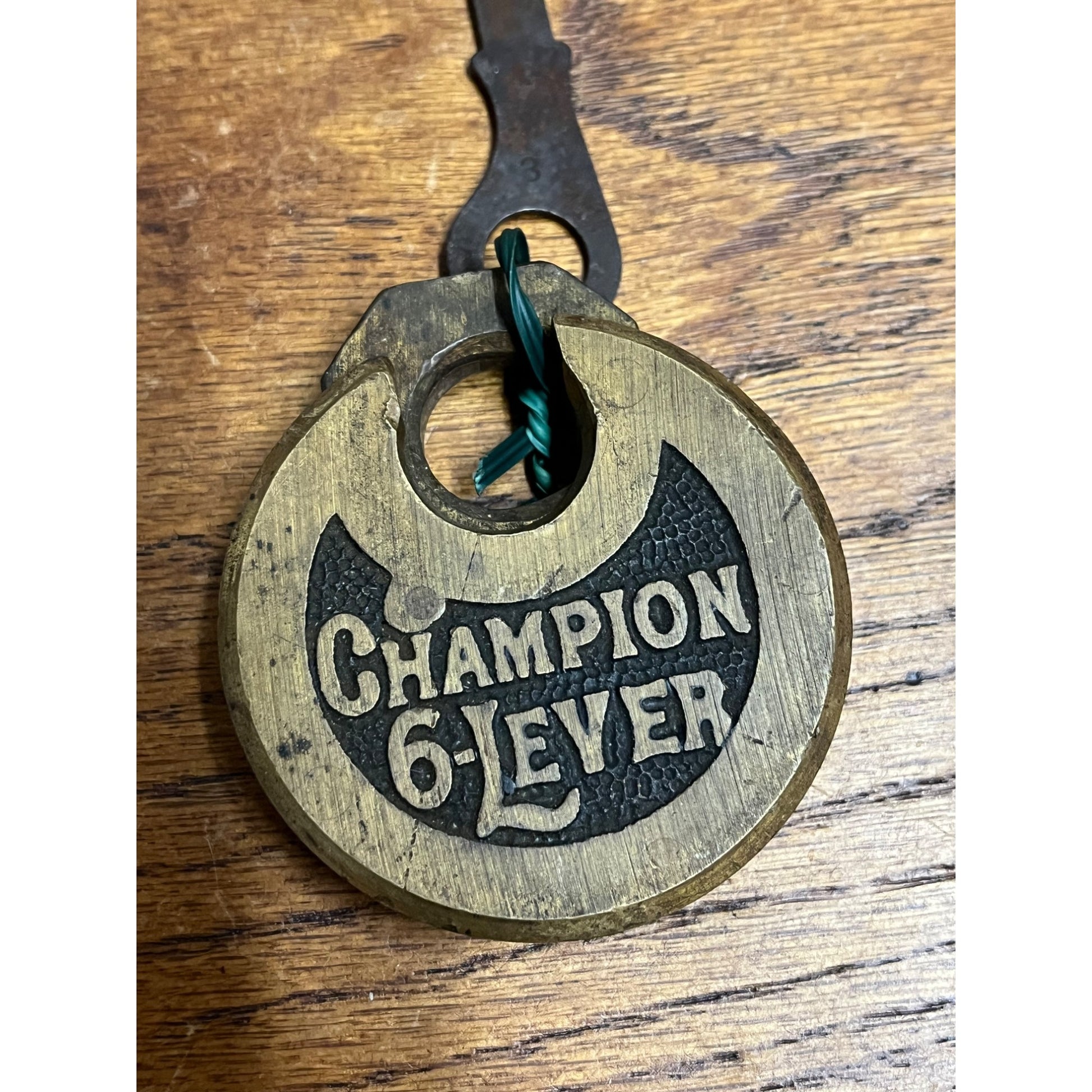 Vintage Antique Old Champion Miller 6 Lever Padlock Lock With Key