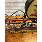RARE Vintage 1950s Budweiser Beer On Draught Neon Lighted Bar Sign w/ Scrollwork