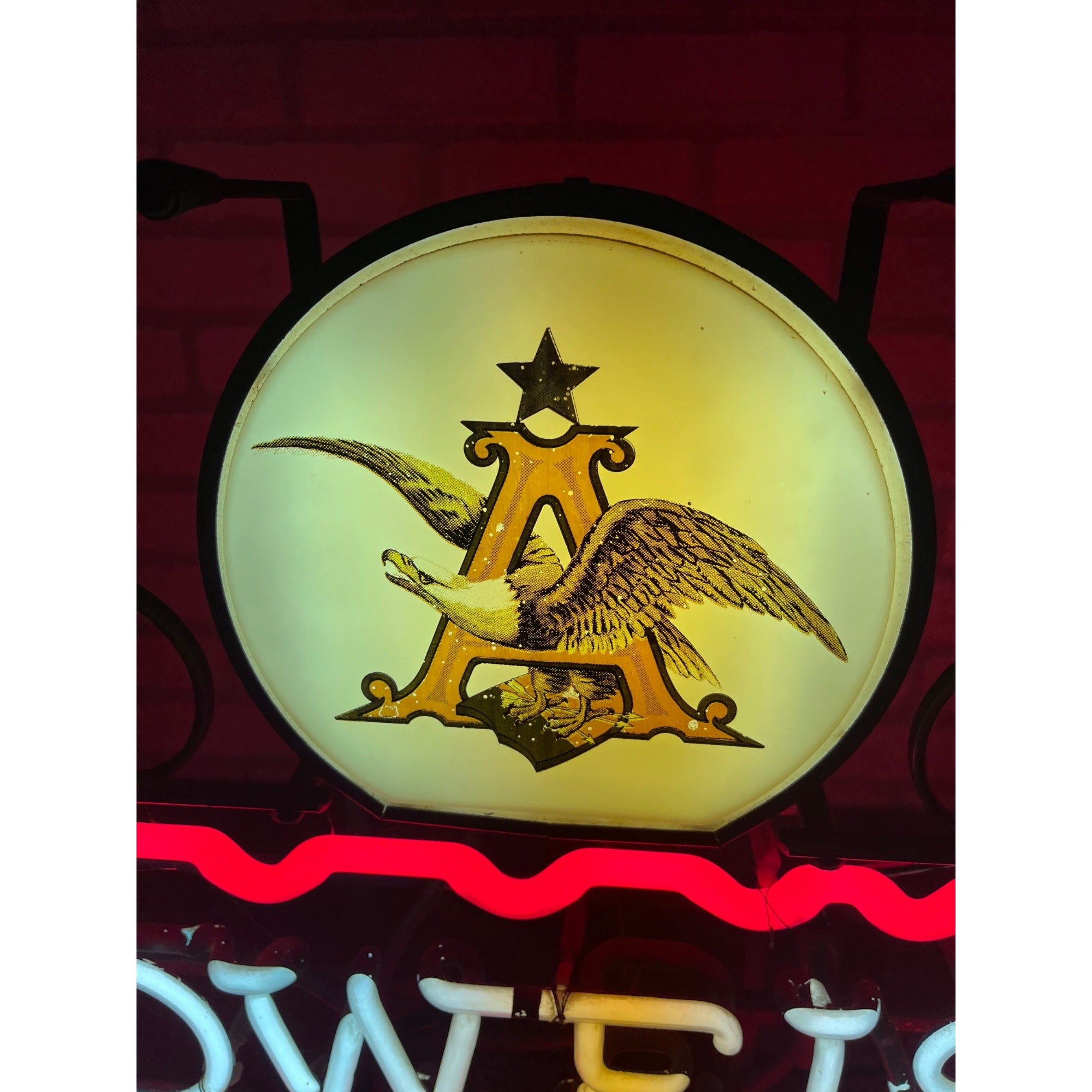 RARE Vintage 1950s Budweiser Beer On Draught Neon Lighted Bar Sign w/ Scrollwork