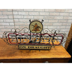 RARE Vintage 1950s Budweiser Beer On Draught Neon Lighted Bar Sign w/ Scrollwork