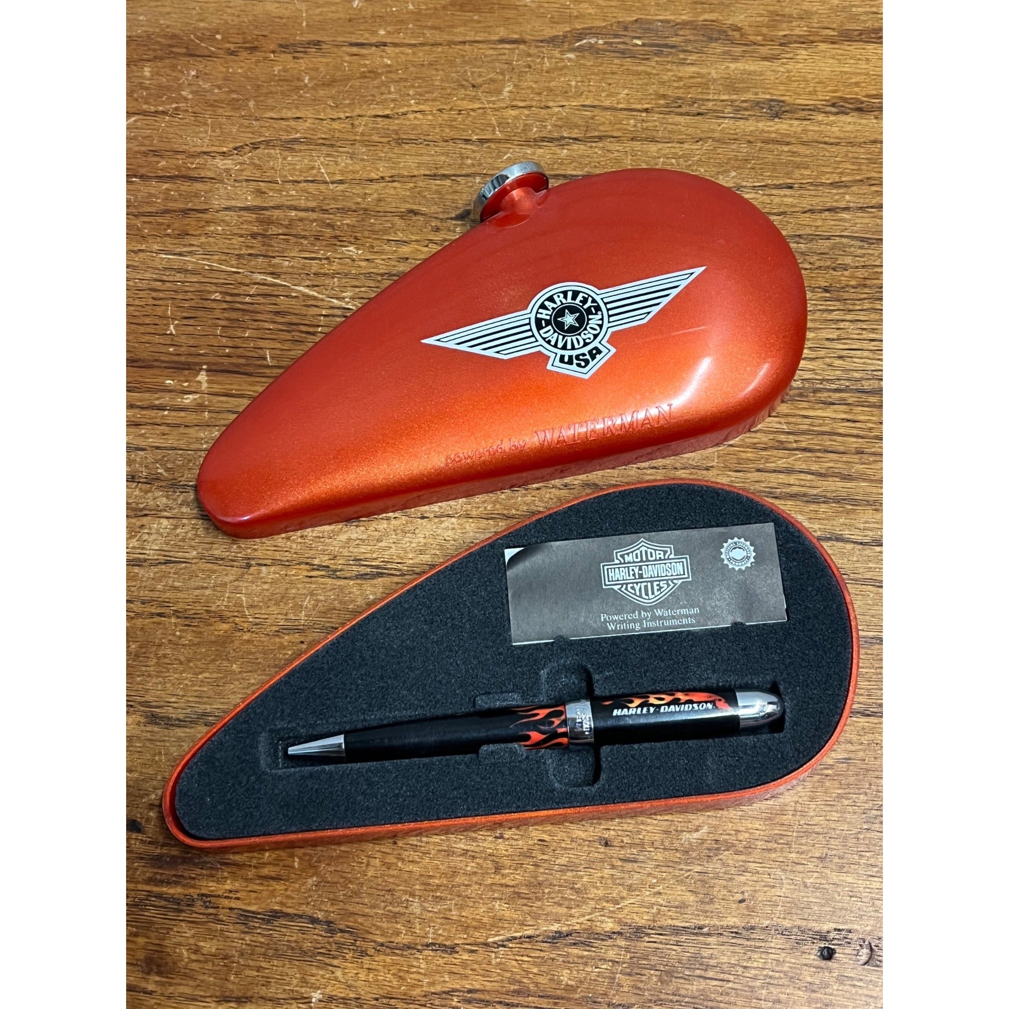 NEW Harley Davidson Motorcycles Waterman Ink Pen w/ Orange Gas Tank Case